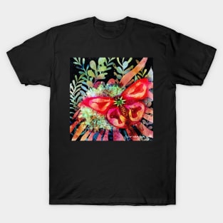 Tropical Strawberry Butterfly Negative Painting T-Shirt